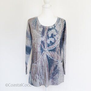 Cubism Lightweight Sweater M Tunic Abstract Stretch Artsy Lagenlook Spring